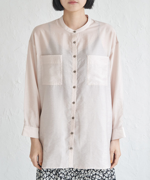 ROPE' PICNIC（ロペピクニック）の「バンドカラーポケットシアーシャツ（シャツ/ブラウス・レディース・チャコールグレー/ブルー/ベージュ/ホワイト・38）」の16枚目の写真