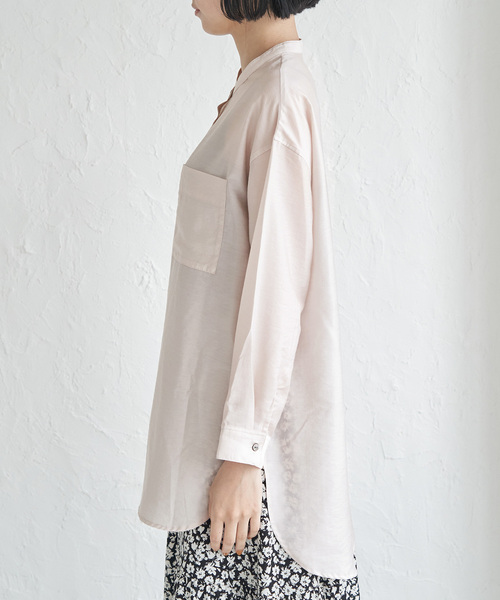 ROPE' PICNIC（ロペピクニック）の「バンドカラーポケットシアーシャツ（シャツ/ブラウス・レディース・チャコールグレー/ブルー/ベージュ/ホワイト・38）」の17枚目の写真