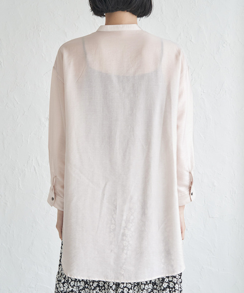 ROPE' PICNIC（ロペピクニック）の「バンドカラーポケットシアーシャツ（シャツ/ブラウス・レディース・チャコールグレー/ブルー/ベージュ/ホワイト・38）」の18枚目の写真