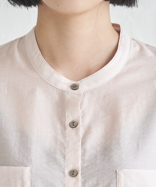 ROPE' PICNIC（ロペピクニック）の「バンドカラーポケットシアーシャツ（シャツ/ブラウス・レディース・チャコールグレー/ブルー/ベージュ/ホワイト・38）」の19枚目の写真