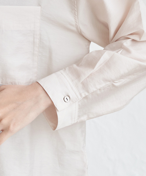 タイトブース バンドカラー リップルシャツ ベージュ ライトブラウン XL タイトブース バンドカラー リップルシャツ ベージュ ライト