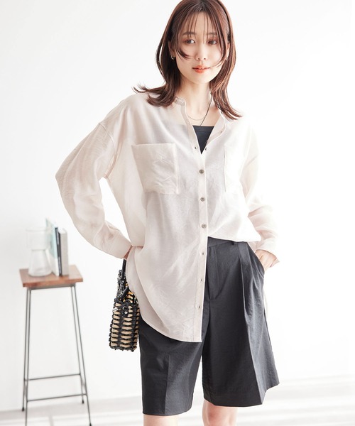 ROPE' PICNIC（ロペピクニック）の「バンドカラーポケットシアーシャツ