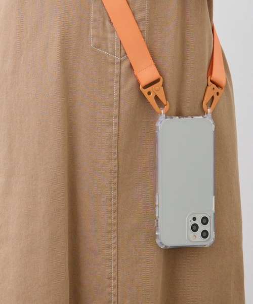 セール】カラビナストラップ付き / ショルダー クリア スマホカバー