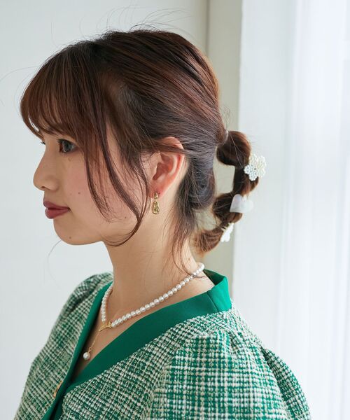 MAJESTIC LEGON(マジェスティックレゴン)の「モチーフミニクリップセット(バレッタ/ヘアクリップ・レディース・ブラック/A/アイボリー・FREE)」の6枚目の写真