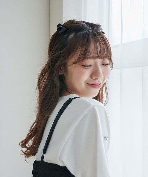 MAJESTIC LEGON(マジェスティックレゴン)の「モチーフミニクリップセット(バレッタ/ヘアクリップ・レディース・ブラック/A/アイボリー・FREE)」の12枚目の写真