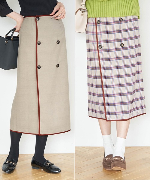 セール】チェック＆無地リバーシブルスカート（スカート）｜ROPE