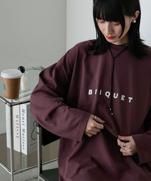 forksy.(フォルクシー)の「【forksy.】オーバーサイズシンプルロゴロンT(Tシャツ/カットソー・レディース・ブラック/オフホワイト/ボルドー/杢グレー/オートミール/ライトピンク/サックスブルー/レッド系/ブラウン・FREE)」の9枚目の写真