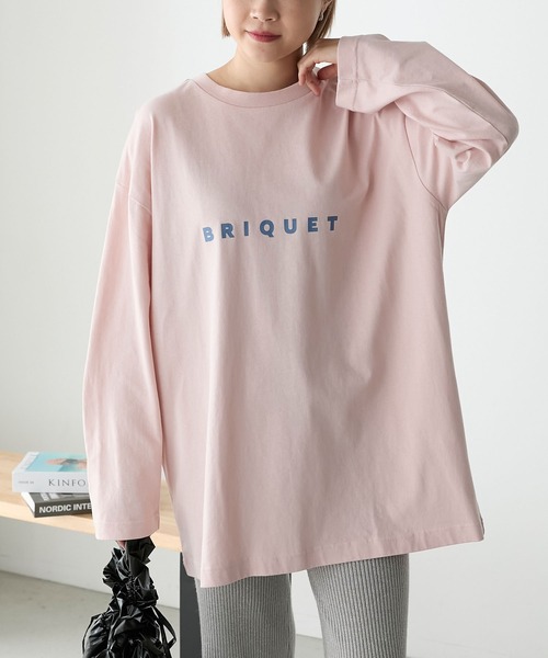 forksy.(フォルクシー)の「【forksy.】オーバーサイズシンプルロゴロンT(Tシャツ/カットソー・レディース・ブラック/オフホワイト/ボルドー/杢グレー/オートミール/ライトピンク/サックスブルー/レッド系/ブラウン・FREE)」の7枚目の写真