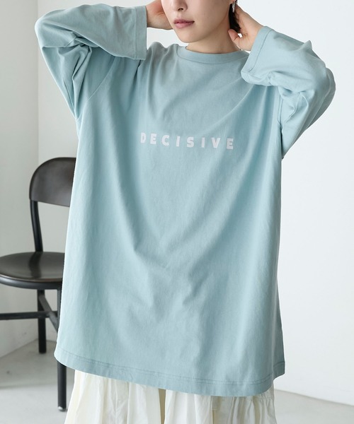 forksy.(フォルクシー)の「【forksy.】オーバーサイズシンプルロゴロンT(Tシャツ/カットソー・レディース・ブラック/オフホワイト/ボルドー/杢グレー/オートミール/ライトピンク/サックスブルー/レッド系/ブラウン・FREE)」の6枚目の写真