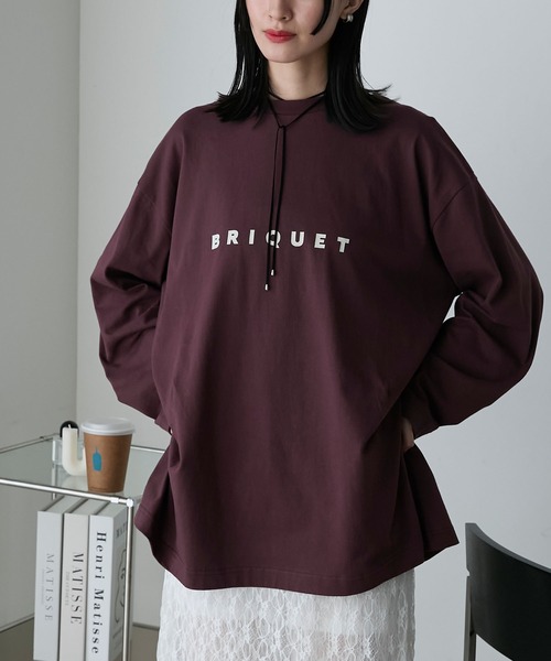 forksy.(フォルクシー)の「【forksy.】オーバーサイズシンプルロゴロンT(Tシャツ/カットソー・レディース・ブラック/オフホワイト/ボルドー/杢グレー/オートミール/ライトピンク/サックスブルー/レッド系/ブラウン・FREE)」の19枚目の写真