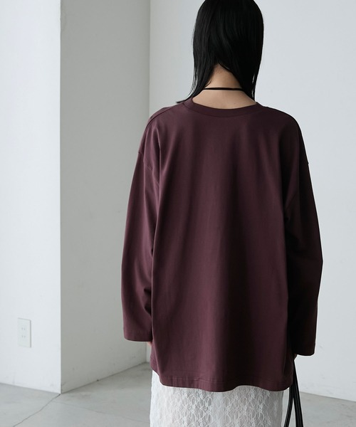 forksy.(フォルクシー)の「【forksy.】オーバーサイズシンプルロゴロンT(Tシャツ/カットソー・レディース・ブラック/オフホワイト/ボルドー/杢グレー/オートミール/ライトピンク/サックスブルー/レッド系/ブラウン・FREE)」の22枚目の写真