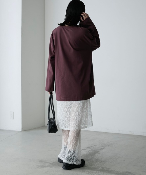 forksy.（フォルクシー）の「【forksy.】オーバーサイズシンプルロゴロンT（Tシャツ/カットソー・レディース・ブラック/オフホワイト/ボルドー/杢グレー/オートミール/ライトピンク/サックスブルー/レッド系/ブラウン・FREE）」の22枚目の写真