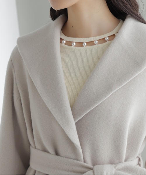 NATURALBEAUTYBASICチャコールグレー デザインショールカラコート NATURALBEAUTYBASICチャコールグレー デザインショールカラコート