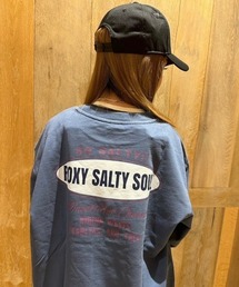 SALTY SOUL/ロキシー裏毛ヴィンテージライクグラフィックデザインクルーネックトップス