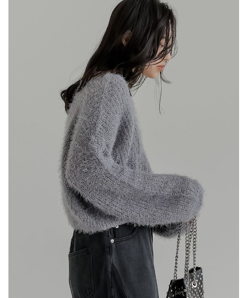 Re:EDIT（リエディ）の「[新色追加]プードルシャギーニットトップス（ニット/セーター・レディース・ベージュ/グレー/ブラック/ホワイト/ブラウン/ピンク/ライトグレー・MEDIUM/LARGE）」の9枚目の写真