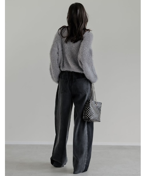 Re:EDIT（リエディ）の「[新色追加]プードルシャギーニットトップス（ニット/セーター・レディース・ベージュ/グレー/ブラック/ホワイト/ブラウン/ピンク/ライトグレー・MEDIUM/LARGE）」の10枚目の写真