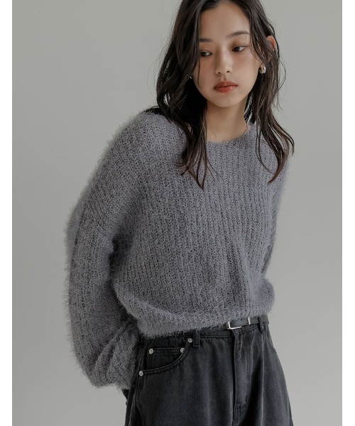 Re:EDIT（リエディ）の「[新色追加]プードルシャギーニットトップス（ニット/セーター・レディース・ベージュ/グレー/ブラック/ホワイト/ブラウン/ピンク/ライトグレー・MEDIUM/LARGE）」の11枚目の写真