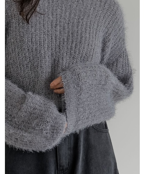 Re:EDIT（リエディ）の「[新色追加]プードルシャギーニットトップス（ニット/セーター・レディース・ベージュ/グレー/ブラック/ホワイト/ブラウン/ピンク/ライトグレー・MEDIUM/LARGE）」の12枚目の写真