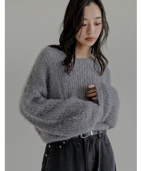 Re:EDIT（リエディ）の「[新色追加]プードルシャギーニットトップス（ニット/セーター・レディース・ベージュ/グレー/ブラック/ホワイト/ブラウン/ピンク/ライトグレー・MEDIUM/LARGE）」の13枚目の写真