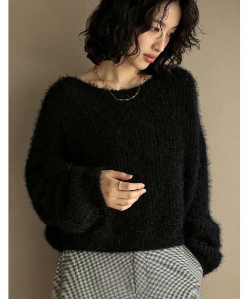 Re:EDIT（リエディ）の「[新色追加]プードルシャギーニットトップス（ニット/セーター・レディース・ベージュ/グレー/ブラック/ホワイト/ブラウン/ピンク/ライトグレー・MEDIUM/LARGE）」の22枚目の写真