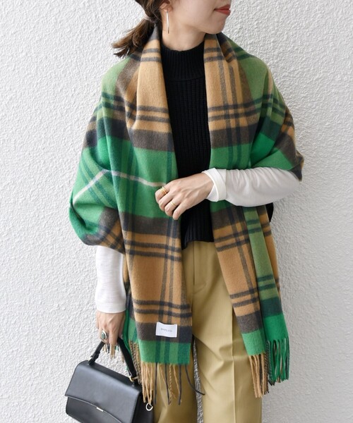 SHIPS any（シップス エニィ）の「SHIPS any: ウール チェック ストール（ストール/ショール・レディース・グリーン/ネイビー/グレー・ONE SIZE）」の12枚目の写真