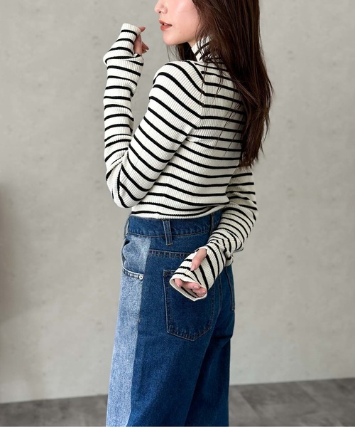 Per sist ence（パーシエンス）の「アームウォーマー風ハイネックリブプルオーバー（ニット/セーター・レディース・ブラック系2/パープル/アイボリー/グレー/ホワイト系2/ホワイト系1/ブラック/ブラック系1・FREE）」の17枚目の写真