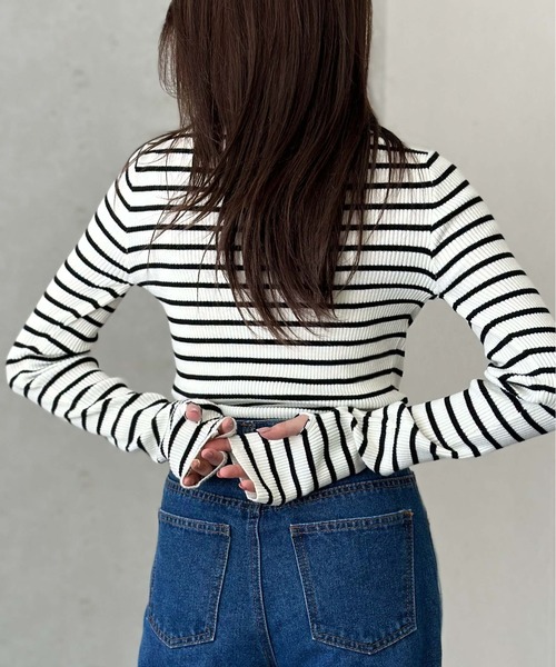 Per sist ence（パーシエンス）の「アームウォーマー風ハイネックリブプルオーバー（ニット/セーター・レディース・ブラック系2/パープル/アイボリー/グレー/ホワイト系2/ホワイト系1/ブラック/ブラック系1・FREE）」の19枚目の写真