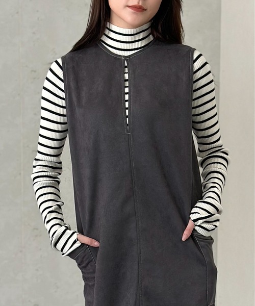 Per sist ence（パーシエンス）の「アームウォーマー風ハイネックリブプルオーバー（ニット/セーター・レディース・ブラック系2/パープル/アイボリー/グレー/ホワイト系2/ホワイト系1/ブラック/ブラック系1・FREE）」の21枚目の写真