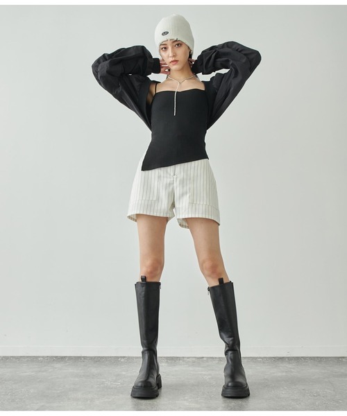 ANAP（アナップ）の「ジップデザインストライプショートパンツ【セットアップ対応】（その他パンツ・レディース・ブラウン/オフホワイト/スミクロ・FREE）」の20枚目の写真