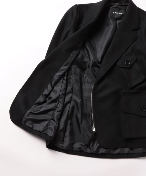 gomme（ゴム）の「ミルドフラノ　ファスナー開きジャケット（テーラードジャケット・レディース・ブラック/オートミール・MEDIUM）」の20枚目の写真