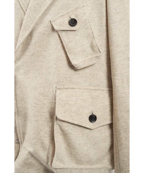 gomme（ゴム）の「ミルドフラノ　ファスナー開きジャケット（テーラードジャケット・レディース・ブラック/オートミール・MEDIUM）」の14枚目の写真