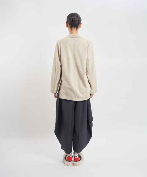 gomme（ゴム）の「ミルドフラノ　ファスナー開きジャケット（テーラードジャケット・レディース・ブラック/オートミール・MEDIUM）」の7枚目の写真