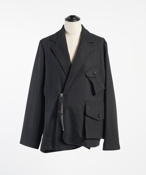 gomme（ゴム）の「ミルドフラノ　ファスナー開きジャケット（テーラードジャケット・レディース・ブラック/オートミール・MEDIUM）」の17枚目の写真