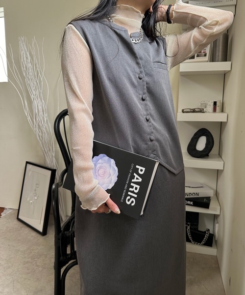 ULEULA（ウルア）の「ベストドッキングワンピース/スーツワンピ（ワンピース・レディース・チャコールグレー/ブラック・FREE）」の11枚目の写真