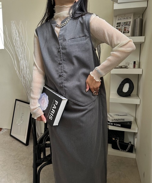 ULEULA（ウルア）の「ベストドッキングワンピース/スーツワンピ（ワンピース・レディース・チャコールグレー/ブラック・FREE）」の12枚目の写真