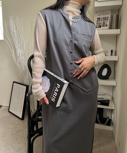 ULEULA（ウルア）の「ベストドッキングワンピース/スーツワンピ（ワンピース・レディース・チャコールグレー/ブラック・FREE）」の13枚目の写真