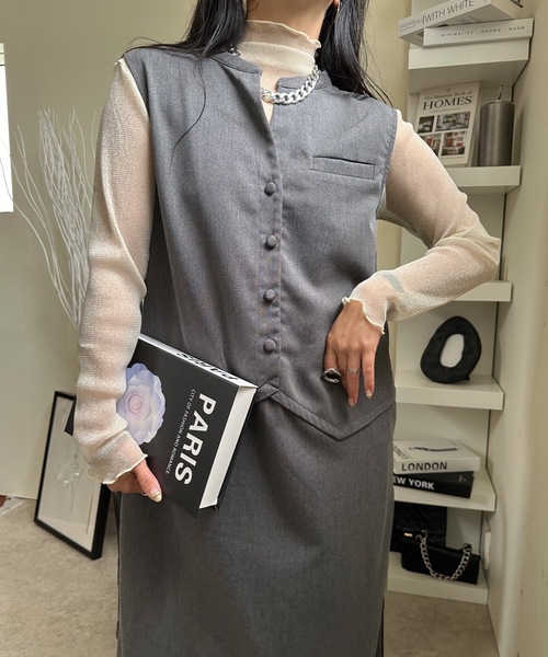 ULEULA（ウルア）の「ベストドッキングワンピース/スーツワンピ（ワンピース・レディース・チャコールグレー/ブラック・FREE）」の14枚目の写真