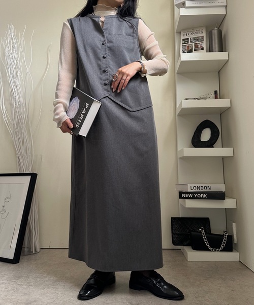 ULEULA（ウルア）の「ベストドッキングワンピース/スーツワンピ（ワンピース・レディース・チャコールグレー/ブラック・FREE）」の18枚目の写真