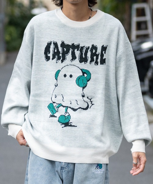 JOHN'S CLOSET(ジョンズクローゼット)の「【13】グラフィックWジャガード クルーネックニット(ニット/セーター・メンズ・オフホワイト/ホワイト系その他2/ブラック系その他/ホワイト系その他/ホワイト系その他3/ブラック系その他2/ブラック/ブラック系その他3/ブルーグレー・LARGE/MEDIUM)」の1枚目の写真