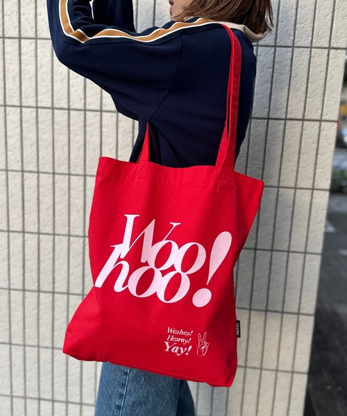 mi via loca（ミヴィアロカ）の「RECYCLED SOFT FABRIC Woohooロゴ トートバッグ（トートバッグ・レディース・レッド/アイボリー/ブラック/ライトグリーン・FREE）」の19枚目の写真