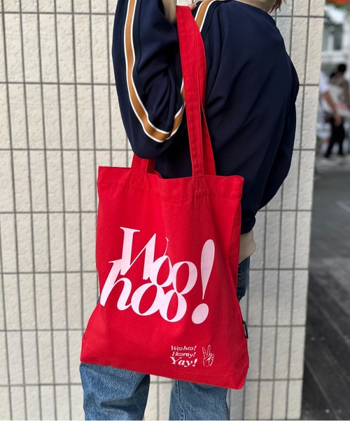 mi via loca（ミヴィアロカ）の「RECYCLED SOFT FABRIC Woohooロゴ トートバッグ（トートバッグ・レディース・レッド/アイボリー/ブラック/ライトグリーン・FREE）」の21枚目の写真