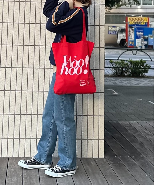 mi via loca（ミヴィアロカ）の「RECYCLED SOFT FABRIC Woohooロゴ トートバッグ（トートバッグ・レディース・レッド/アイボリー/ブラック/ライトグリーン・FREE）」の22枚目の写真