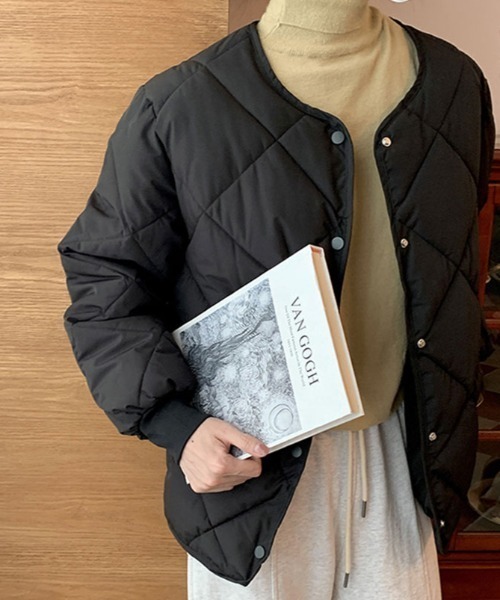 kirakiraShop(キラキラショップ)の「ダイヤ キルティング ジャケット(ブルゾン・レディース・ブラウン/ブラック/クリーム・L/S/XL/M)」の1枚目の写真
