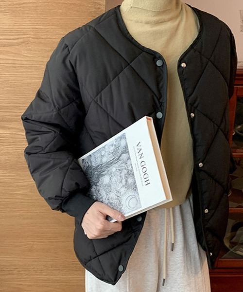 kirakiraShop(キラキラショップ)の「ダイヤ キルティング ジャケット(ブルゾン・レディース・ブラウン/ブラック/クリーム・L/S/XL/M)」の10枚目の写真
