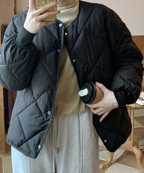 kirakiraShop(キラキラショップ)の「ダイヤ キルティング ジャケット(ブルゾン・レディース・ブラウン/ブラック/クリーム・L/S/XL/M)」の14枚目の写真
