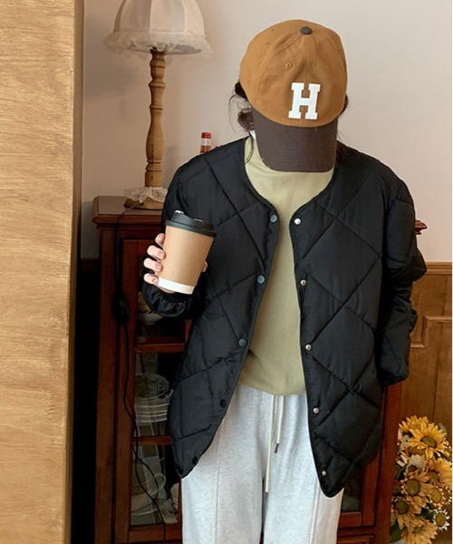 kirakiraShop(キラキラショップ)の「ダイヤ キルティング ジャケット(ブルゾン・レディース・ブラウン/ブラック/クリーム・L/S/XL/M)」の18枚目の写真