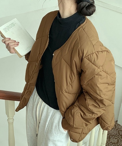 kirakiraShop(キラキラショップ)の「ダイヤ キルティング ジャケット(ブルゾン・レディース・ブラウン/ブラック/クリーム・L/S/XL/M)」の20枚目の写真