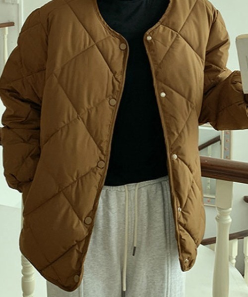 kirakiraShop(キラキラショップ)の「ダイヤ キルティング ジャケット(ブルゾン・レディース・ブラウン/ブラック/クリーム・L/S/XL/M)」の21枚目の写真