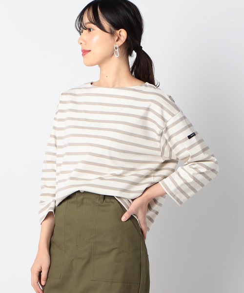 Grand PARK(グランドパーク)の「日本製 デラヴェ 天竺ボーダーカットソー(Tシャツ/カットソー・レディース・サックスブルー系/パープル系/ホワイト系・SMALL/MEDIUM)」の2枚目の写真