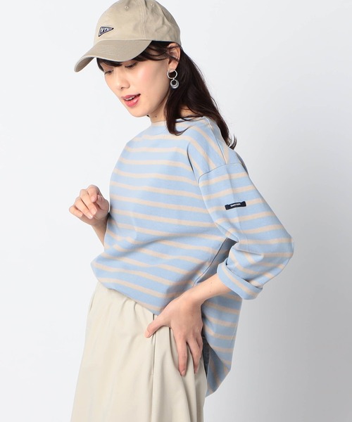 Grand PARK(グランドパーク)の「日本製 デラヴェ 天竺ボーダーカットソー(Tシャツ/カットソー・レディース・サックスブルー系/パープル系/ホワイト系・SMALL/MEDIUM)」の3枚目の写真